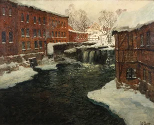 Scène de moulin, vers 1885-90 (huile sur toile)