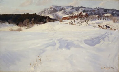 Paysage enneigé avec traîneau, Fleskum