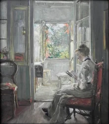 Jeune fille lisant / À la porte de la véranda