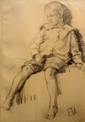 Garçon assis avec jambes nues