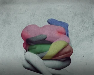 Étreinte abstraite et colorée