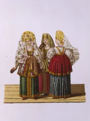 Costumes de femmes et de jeunes filles de Tver de la série Vêtements de l