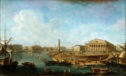 Bourse et amirauté vues de la forteresse Pierre et Paul, Saint-Pétersbourg, 1810