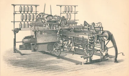 Mule automatique. Principe de Sharp & Roberts, par P. MacGregor, Manchester, 1874