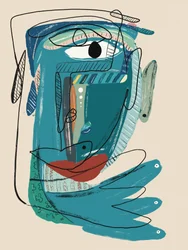 Visage bleu abstrait