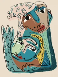 Étreinte de visages abstraits