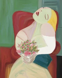 Femme abstraite aux fleurs