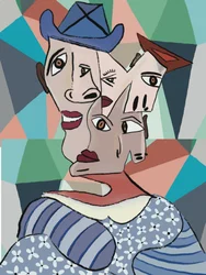 Portrait cubiste haut en couleur