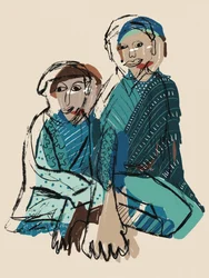 Figures bleues tranquilles