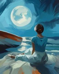 Une femme au clair de lune