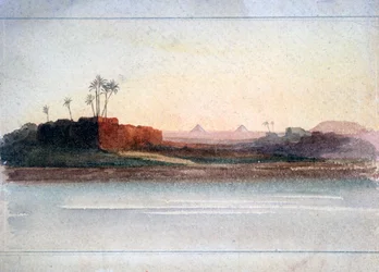 Pyramides depuis le Nil, Le Caire, Égypte, XIXe siècle