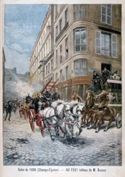 Camion de pompiers en route vers un incendie, Paris