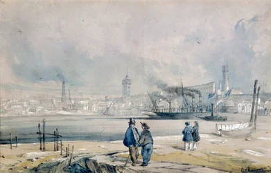 La rive sud, avec le pont de Waterloo, Londres