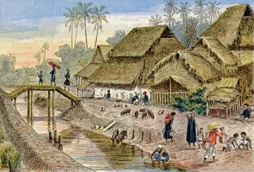 Un village annamite, Indochine française, c.1900