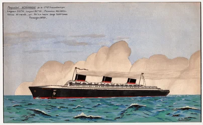 Le paquebot Normandie. vers 1935