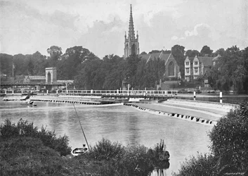 Pont et barrage à Great Marlow, vers 1896
