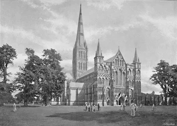 Cathédrale de Salisbury : Façade ouest, c1896