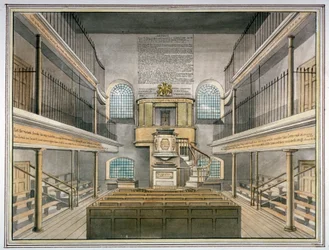 Vue intérieure de la chapelle, prison de Horsemonger Lane, Union Road, Southwark, Londres, 1826