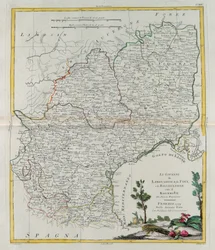 Les Gouvernances du Languedoc, Foix et Roussillon avec Rouergue, gravure par G. Zuliani tirée du Tome I du Nouvel Atlas publié à Venise en 1777 par Antonio Zatta, Collection Privée