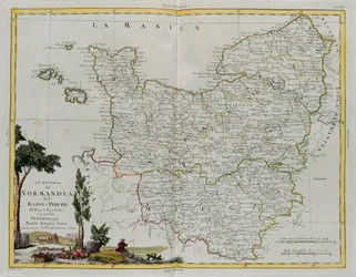 Les Gouvernances de Normandie, Maine et Perche, gravure par G. Zuliani tirée du Tome I du Nouvel Atlas publié à Venise en 1777 par Antonio Zatta, Collection Privée