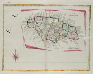 Jamaïque, gravure de G. Zuliani tirée du Tome I du "Nouvel Atlas" publié à Venise en 1778 par Antonio Zatta, Collection privée