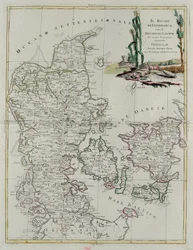 Royaume du Danemark avec le duché de Slesvik, gravure de G. Zuliani tirée du Tome III du "Nouvel Atlas" publié à Venise en 1781 par Antonio Zatta, Collection privée