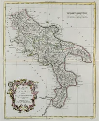 Royaume de Naples divisé en ses provinces, gravure de G. Zuliani tirée du Tome II du "Newest Atlas" publié à Venise en 1781 par Antonio Zatta, Collection Privée