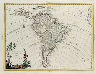 Amérique du Sud divisée en ses principaux États, gravure de G. Zuliani tirée du Tome IV du "Nouvel Atlas" publié à Venise par Antonio Zatta, Collection Privée
