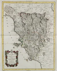 Le Grand-Duché de Toscane divisé en ses provinces, gravure de G. Zuliani tirée du Tome II du "Newest Atlas" publié à Venise en 1783 par Antonio Zatta, Collection Privée