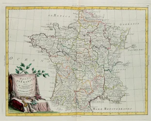 Le Royaume de France divisé en ses gouvernances, gravure par G. Zuliani tirée du Tome I du Nouvel Atlas publié à Venise en 1776 par Antonio Zatta, Collection Privée