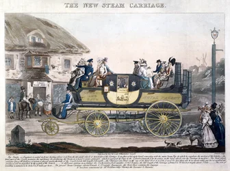 La nouvelle voiture à vapeur, gravée par Henry Pyall (1795-1833) 1827