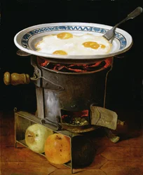 Œufs cuisant sur un poêle