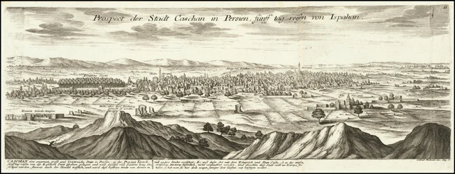 1720 illustration - Prospect de la ville de Caschan en Perse cinq jours de voyage d