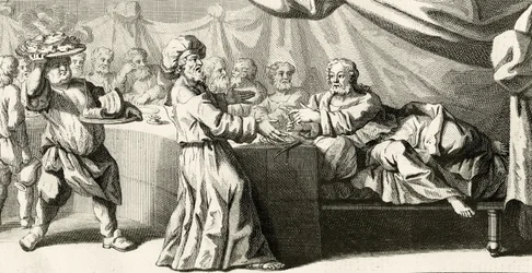 Jésus invité à dîner avec le pharisien, illustration de l