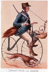 Départ pour la chasse - lithographie de Darlinghe, d