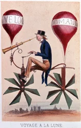 Voyage dans la lune. Lithographie de Darlinghe d