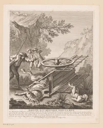 Ragotin tombe de la charrette (Scènes du Roman Comique de Scarron)