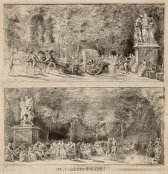 Scènes des Tuileries : Les chaises et la charrette d