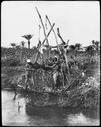 Un shadouf sur le Nil, Égypte, vers 1890