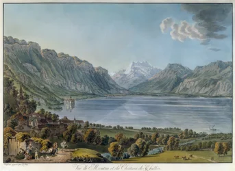 Le lac Léman avec Montreux, le château de Chillon et les Dents du Midi