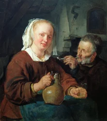Un homme et une femme au vin