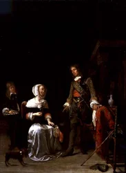 Un soldat rendant visite à une jeune femme