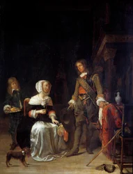 Un soldat rendant visite à une jeune fille