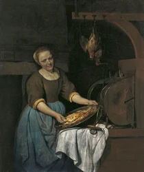 Servante de cuisine préparant du poisson