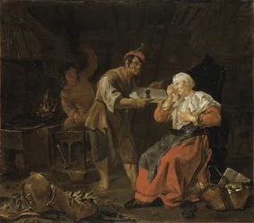 Femme en pleurs dans une forge