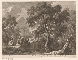 Paysage avec le Christ prêchant devant un petit groupe de personnes