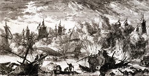 Bataille navale - gravure