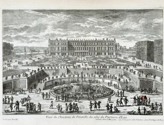 Vue du Château de Versailles du côté du bassin - par Perelle, fin 17e siècle