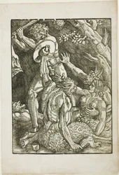 Hercule, deux satyres et une femme, planche deux des Travaux d