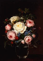 Pivoines dans un vase sur une table